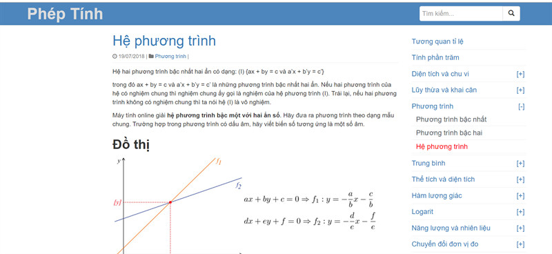 pheptinh.com - Giải hệ phương tr&igrave;nh bậc nhất hai ẩn