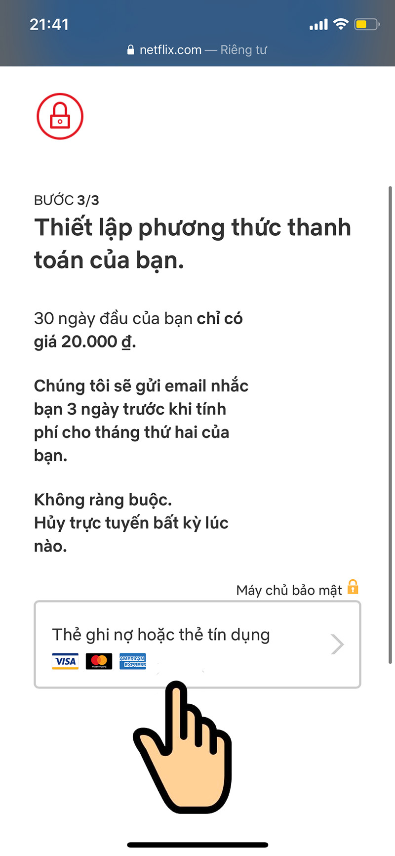 Phương thức thanh toán Netflix