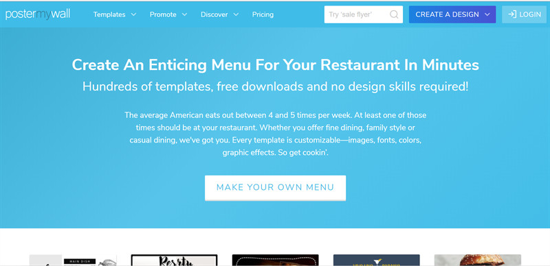 PosterMyWall - Phần mềm thiết kế menu online