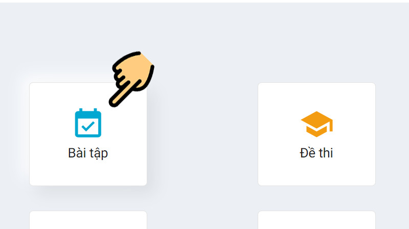 Ra màn hình chính chọn Bài tập