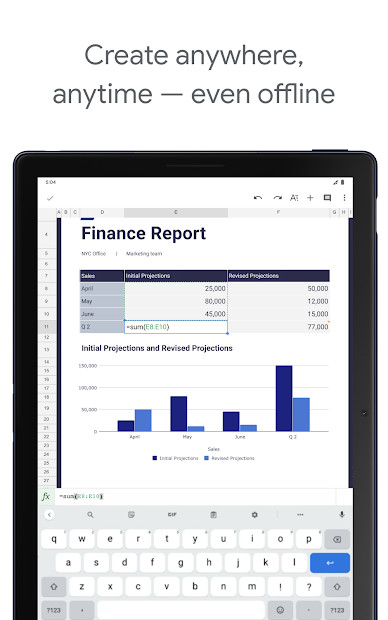 Screenshots Google Sheet - Ứng dụng trang tính của google