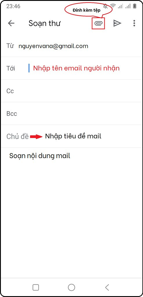 soạn email và đính kèm tệp