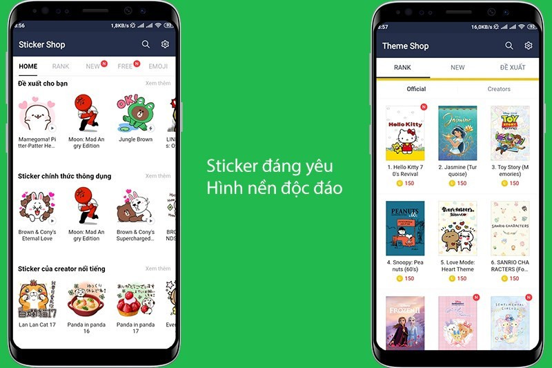 Sticker và hình nền trên Line