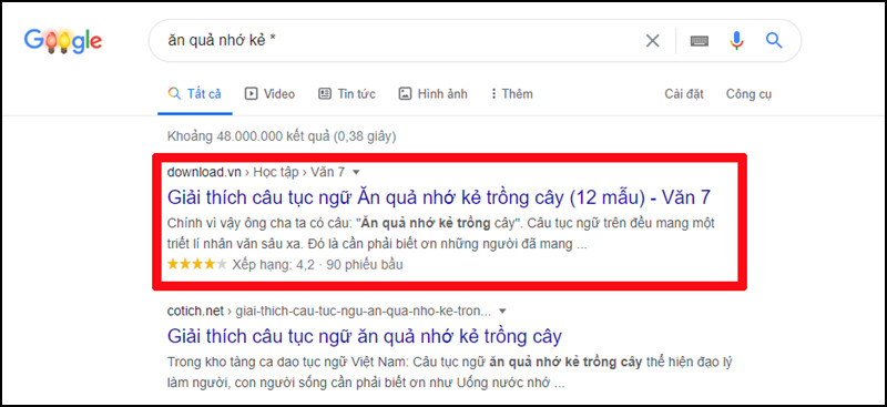 Sử dụng dấu “*” khi tìm kiếm trên Google 