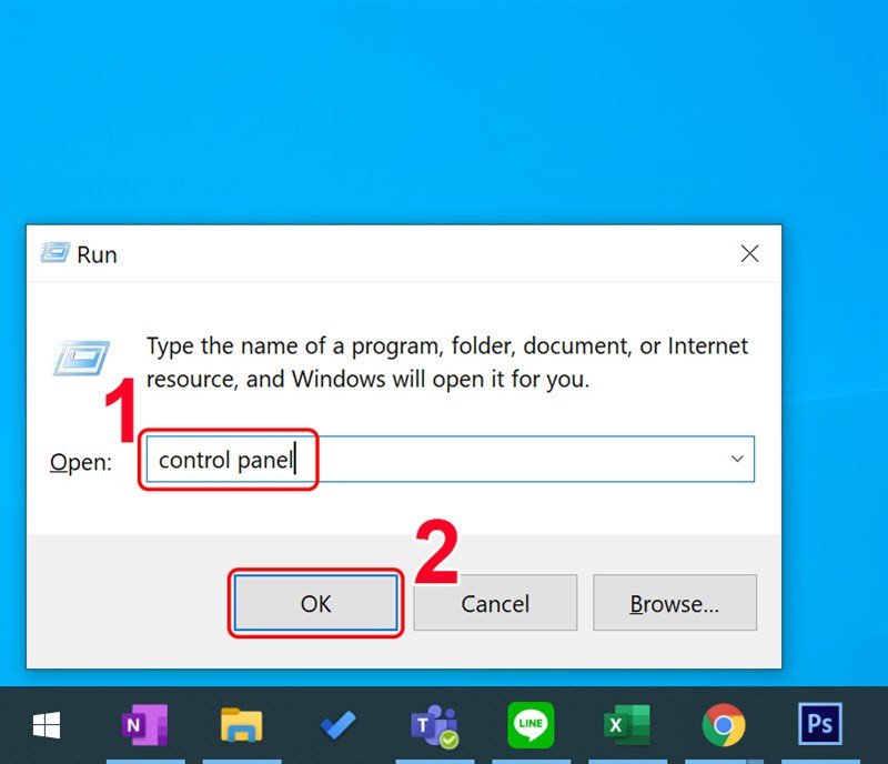 Sử dụng hộp thoại Run để mở Control Panel