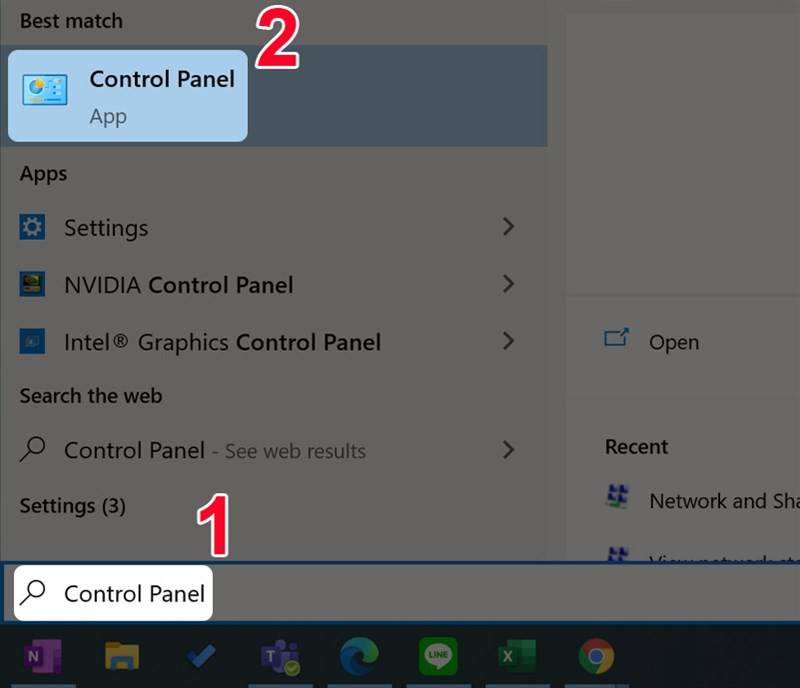 Sử dụng ô tìm kiếm để mở Control Panel