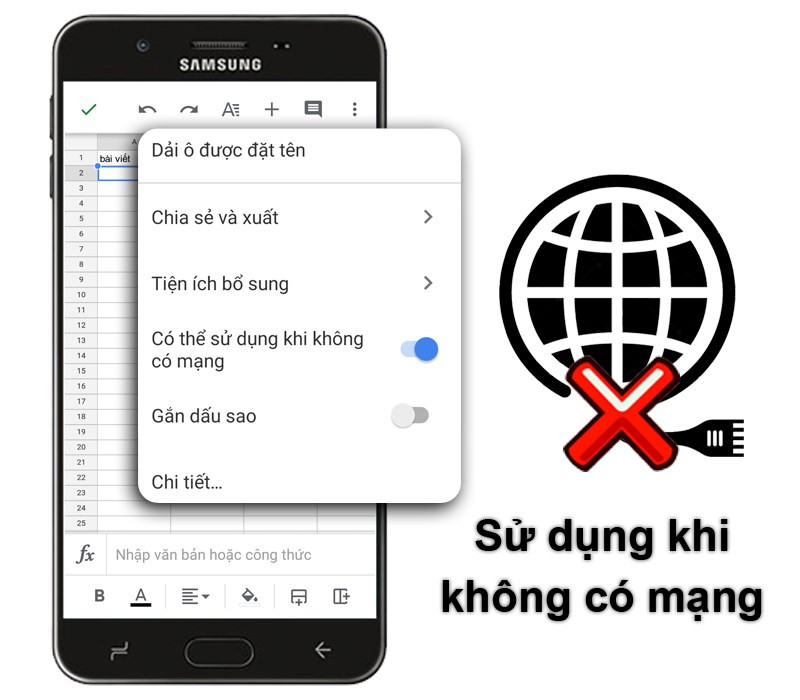 Sử dụng trang tính khi không có mạng trong trang tính