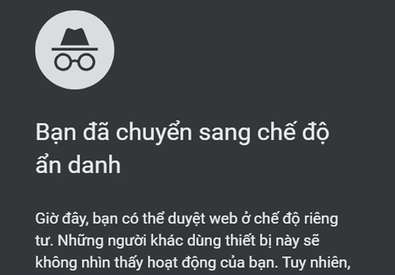 Tab mới được mở ẩn danh