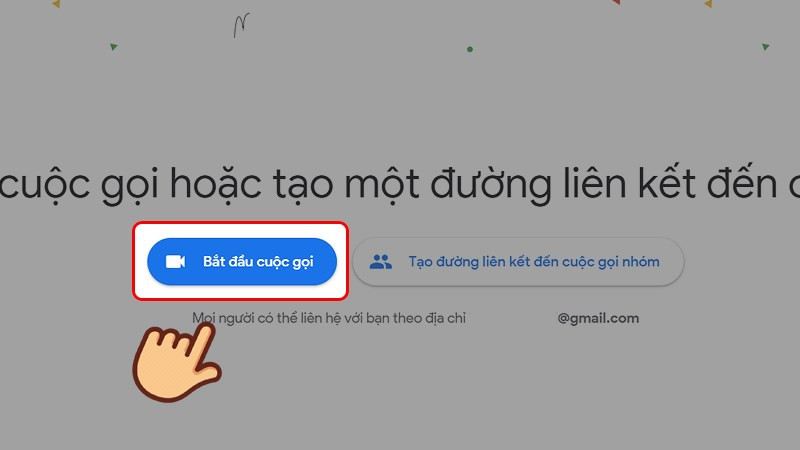 Tại giao diện trang web để li&ecirc;n lạc video với người kh&aacute;c chọn Bắt đầu cuộc gọi