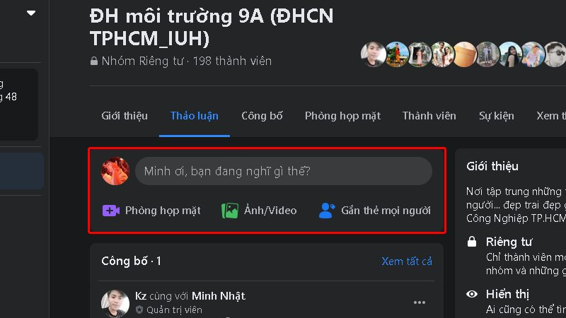 Tạo bài viết ở trong nhóm