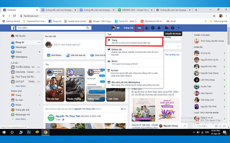 Tạo Fanpage Facebook trên máy tính