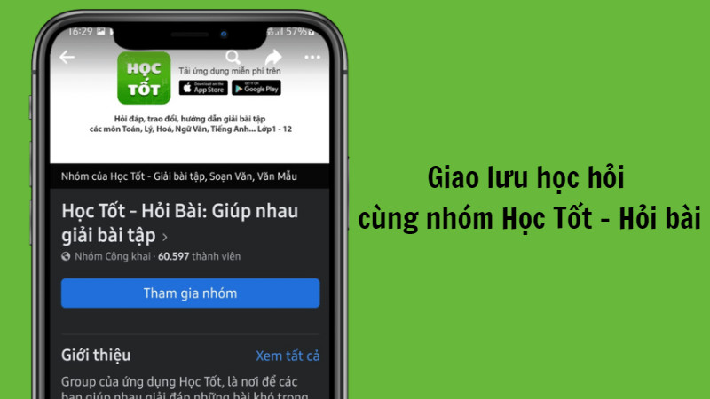 Tham gia nhóm Học Tốt - Hỏi đáp để giao lưu học hỏi