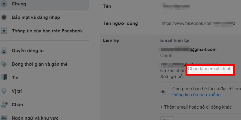 Thay Đổi Email Chính