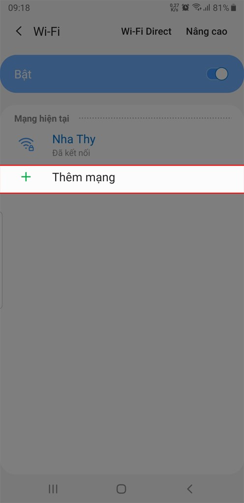 Thêm mạng wifi