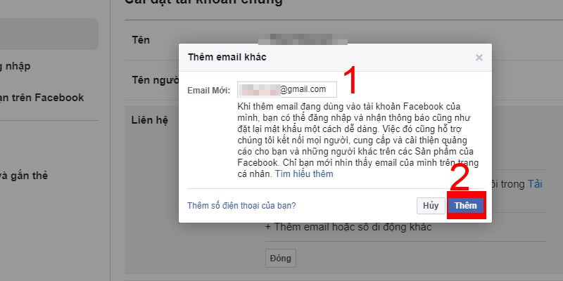 Thêm tài khoản email 