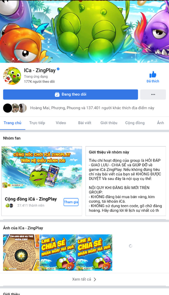  Theo d&otilde;i fanpage của game để nhận qu&agrave; trong