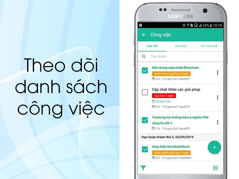 Theo dõi công việc theo thời gian