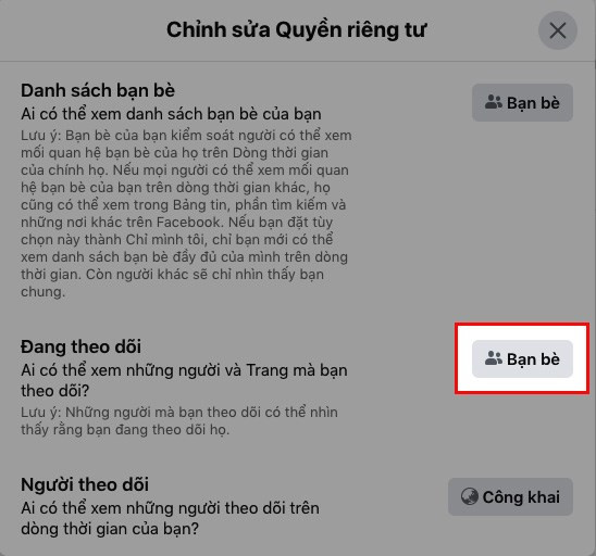 Thiết lập quyền riêng tư