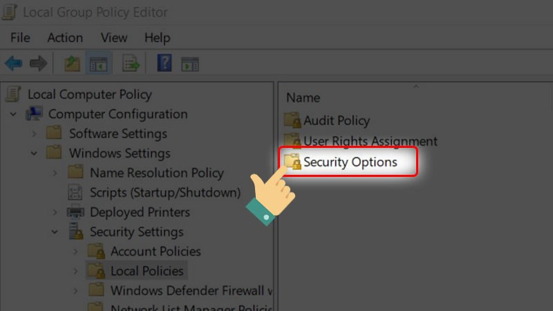 Thiết lập Security Options