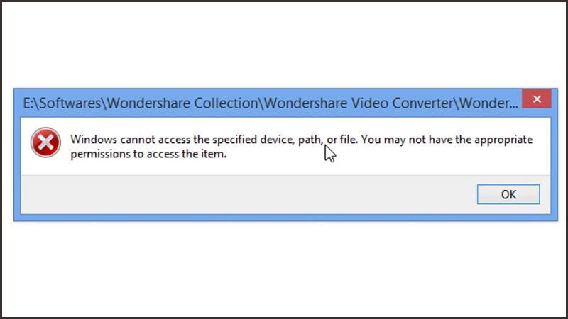 Thông báo lỗi "Windows cannot access the specified device path or file"