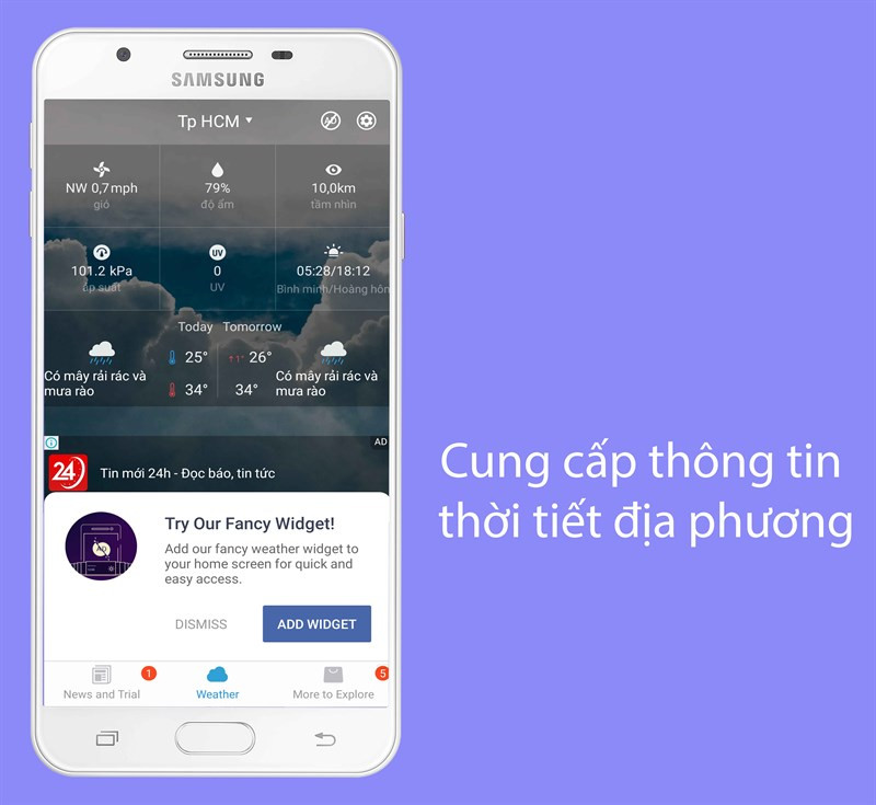 Thông tin thời tiết chi tiết theo thời gian thực