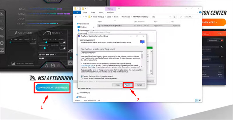 Tiến hành tải MSI Afterburner và RivaTuner