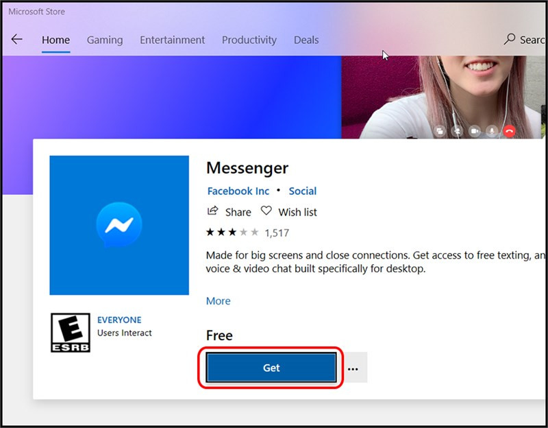 Tìm kiếm Messenger trên Microsoft Store