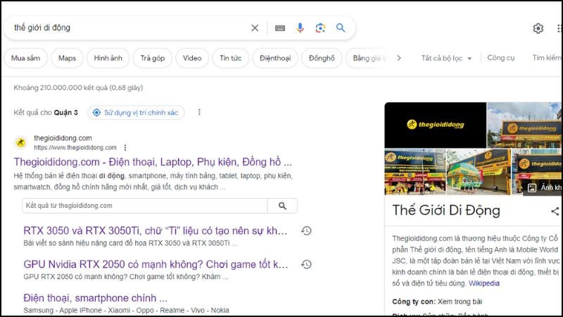 Tìm kiếm thông tin trên Google