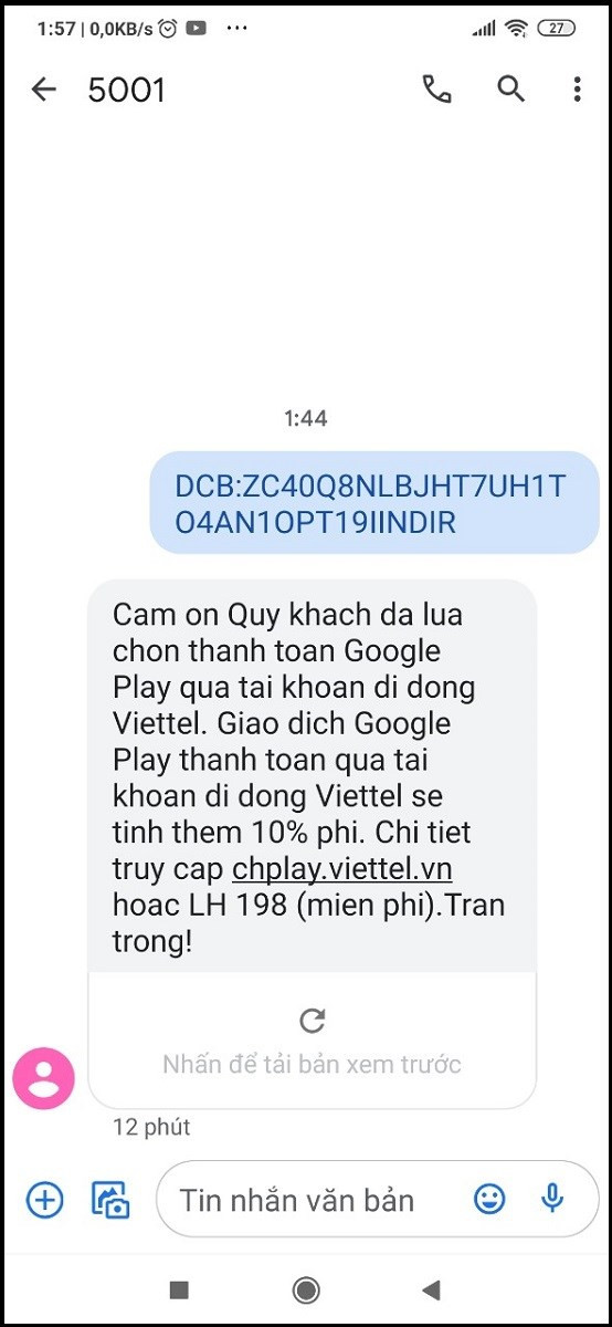 Tin nhắn thành công