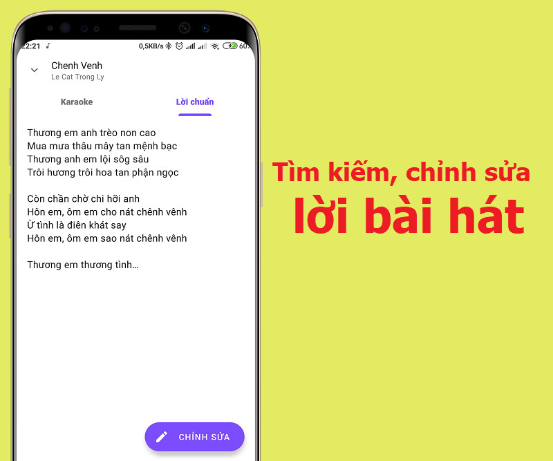 T&igrave;m kiếm chỉnh sửa lời b&agrave;i h&aacute;t