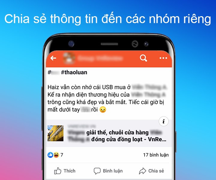 Trao đổi th&ocirc;ng tin đến c&aacute;c nh&oacute;m ri&ecirc;ng tr&ecirc;n facebook