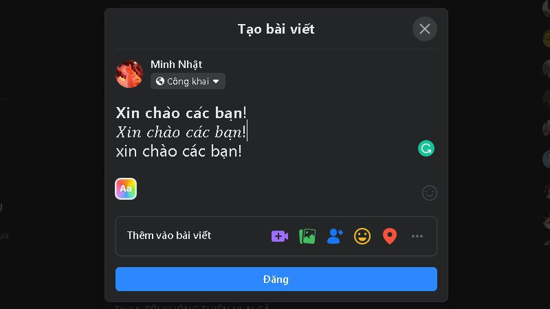 Trờ về Facebook và dán lại