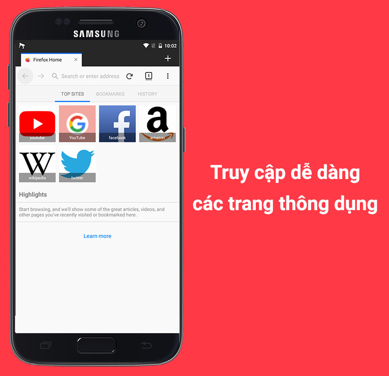 Truy cập nhanh các trang web yêu thích