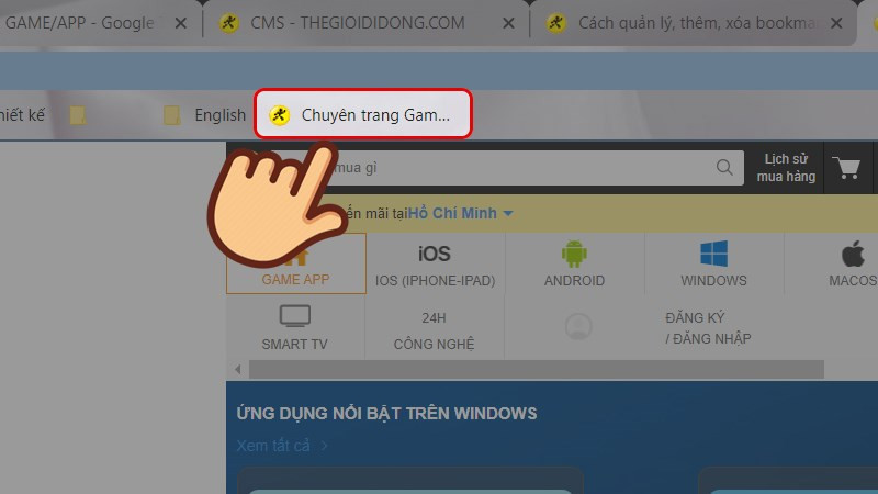 Truy cập nhanh trang web đã lưu