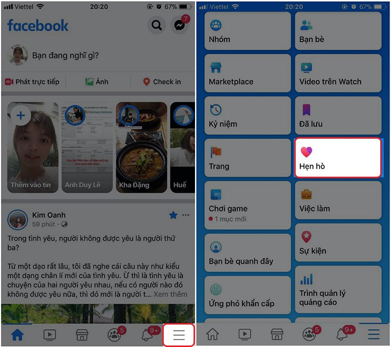 Truy cập tính năng Hẹn hò trên Facebook