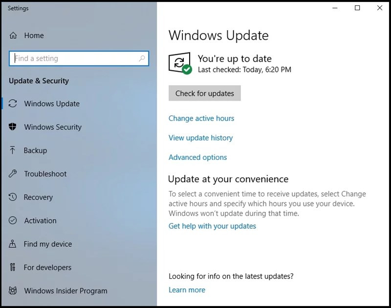 Truy cập v&agrave;o Windows Update