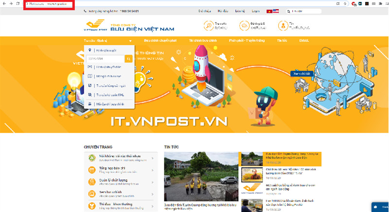 Truy cập website VNPost