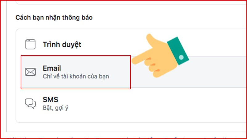 Tùy chỉnh email Facebook