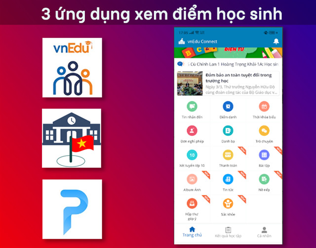 Ứng dụng xem điểm học sinh trên điện thoại