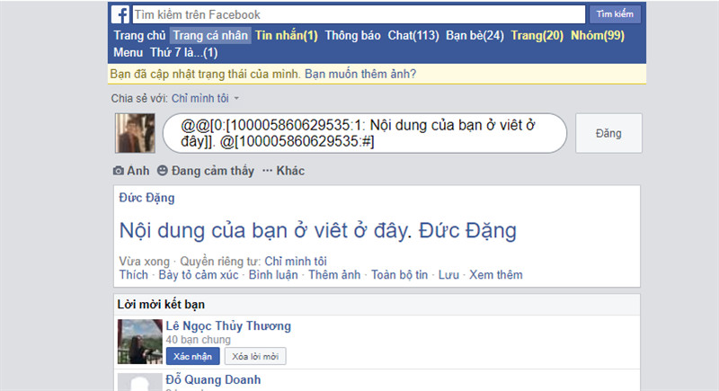 Viết status theo công thức