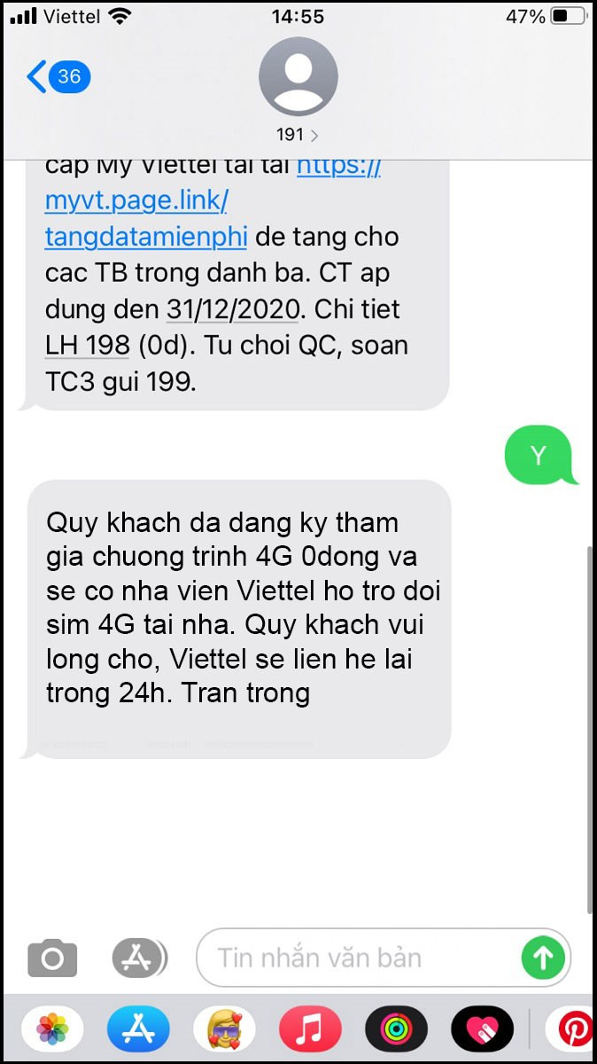 Viettel tiếp nhận thông tin