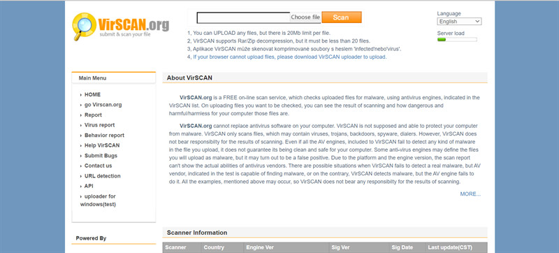 VirScan - Scan virus online chi tiết