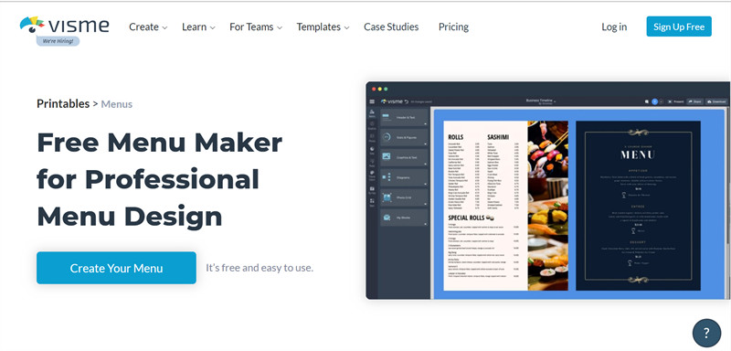 Visme - Phần mềm thiết kế menu online miễn phí