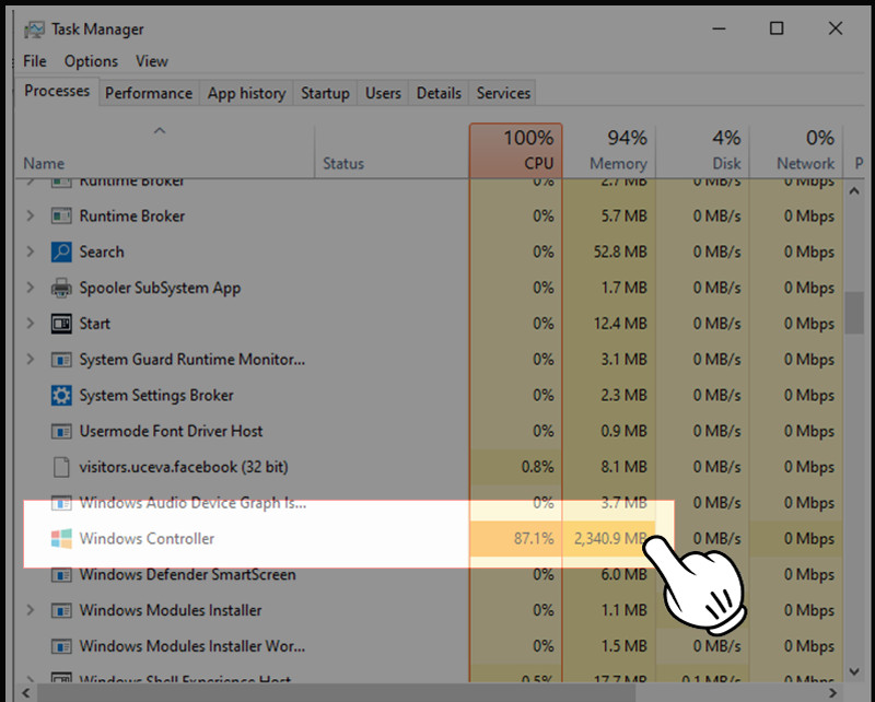 Windows Controller trong Task Manager