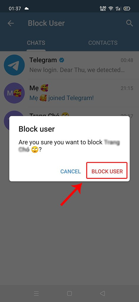 Xác nhận chặn người dùng