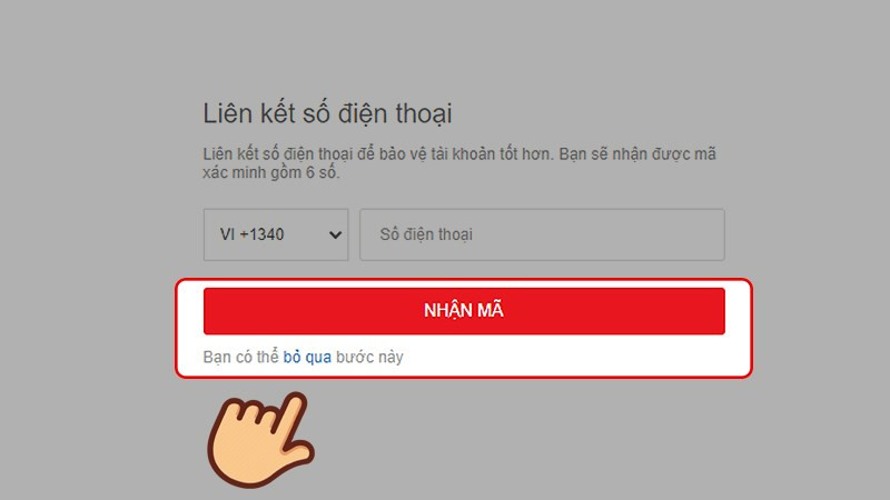 Xác nhận số điện thoại Garena