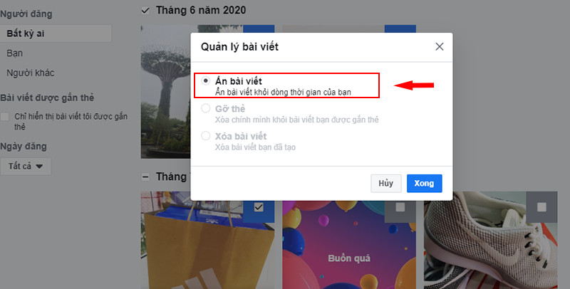 Xác nhận xóa bài viết trên Facebook máy tính