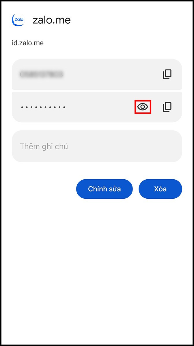 Xem mật khẩu Zalo