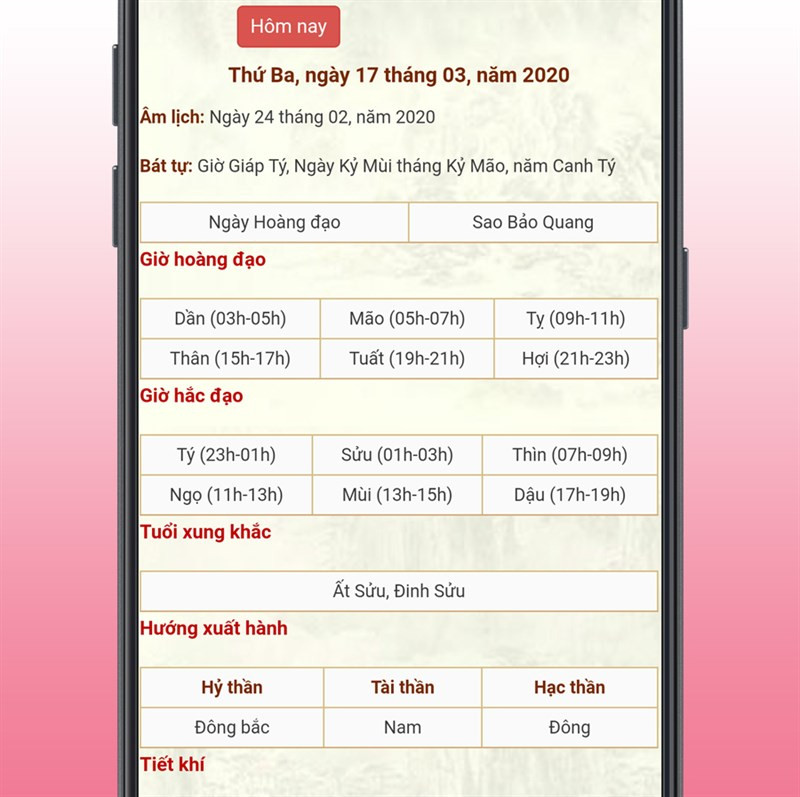 Xem ngày giờ tốt và hướng xuất hành
