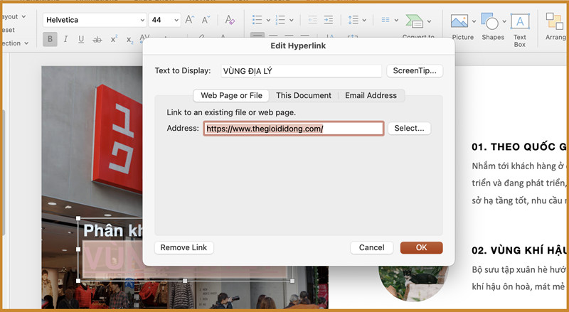 Xóa link trong PowerPoint